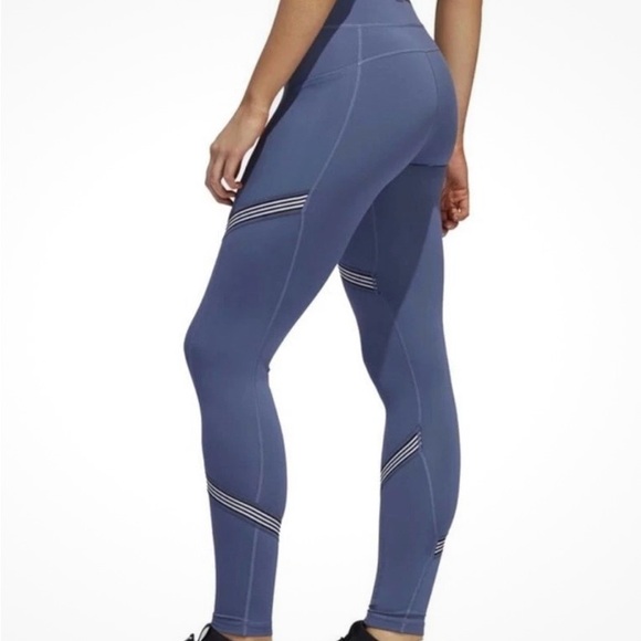 Adidas Climalite High Waisted Blue Striped Leggings - S - Picture 3 of 6